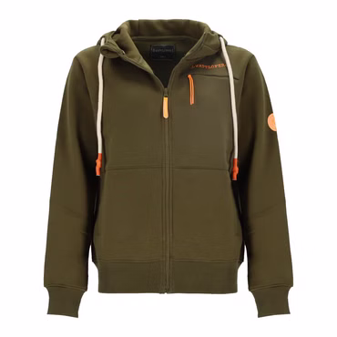 Wattlöper Damen Sweatjacke mit Kapuze - Unifarbene Kapuzenjacke mit Taschen, Farbe: 4400-oliv
