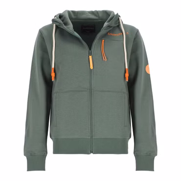 Wattlöper Damen Sweatjacke mit Kapuze - Unifarbene Kapuzenjacke mit Taschen, Farbe: 3900-salbei/sage