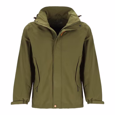 Wattlöper Herren Funktionsjacke mit verstellbarer Kapuze - Unifarbene Outdoor-Jacke wind- und wasserabweisend, Farbe: 4400-oliv