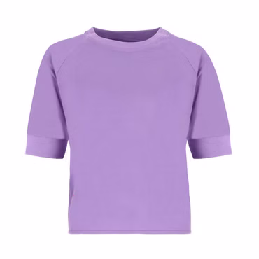 Wattlöper Damen Shirt mit 3/4 Arm und Rundhalsausschnitt - Unifarbenes Shirt aus Baumwolle, Farbe: 8100-lavendel/flieder