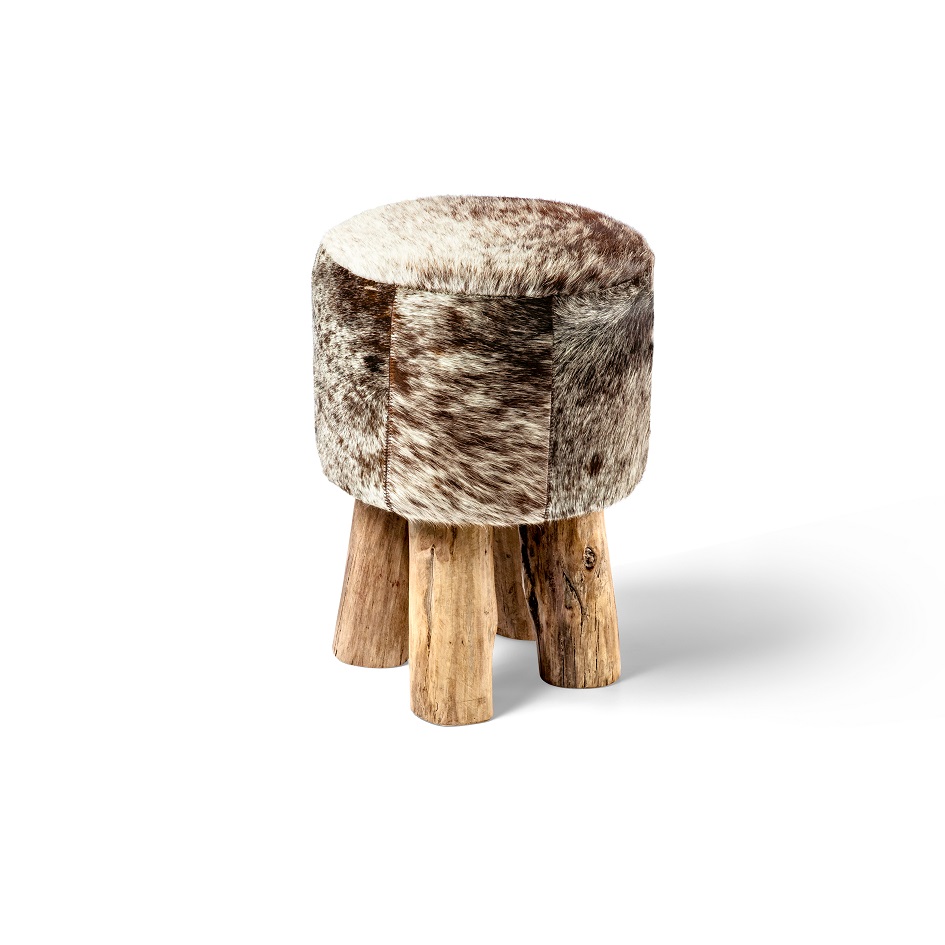 Fell-Hocker Holzfuß rund