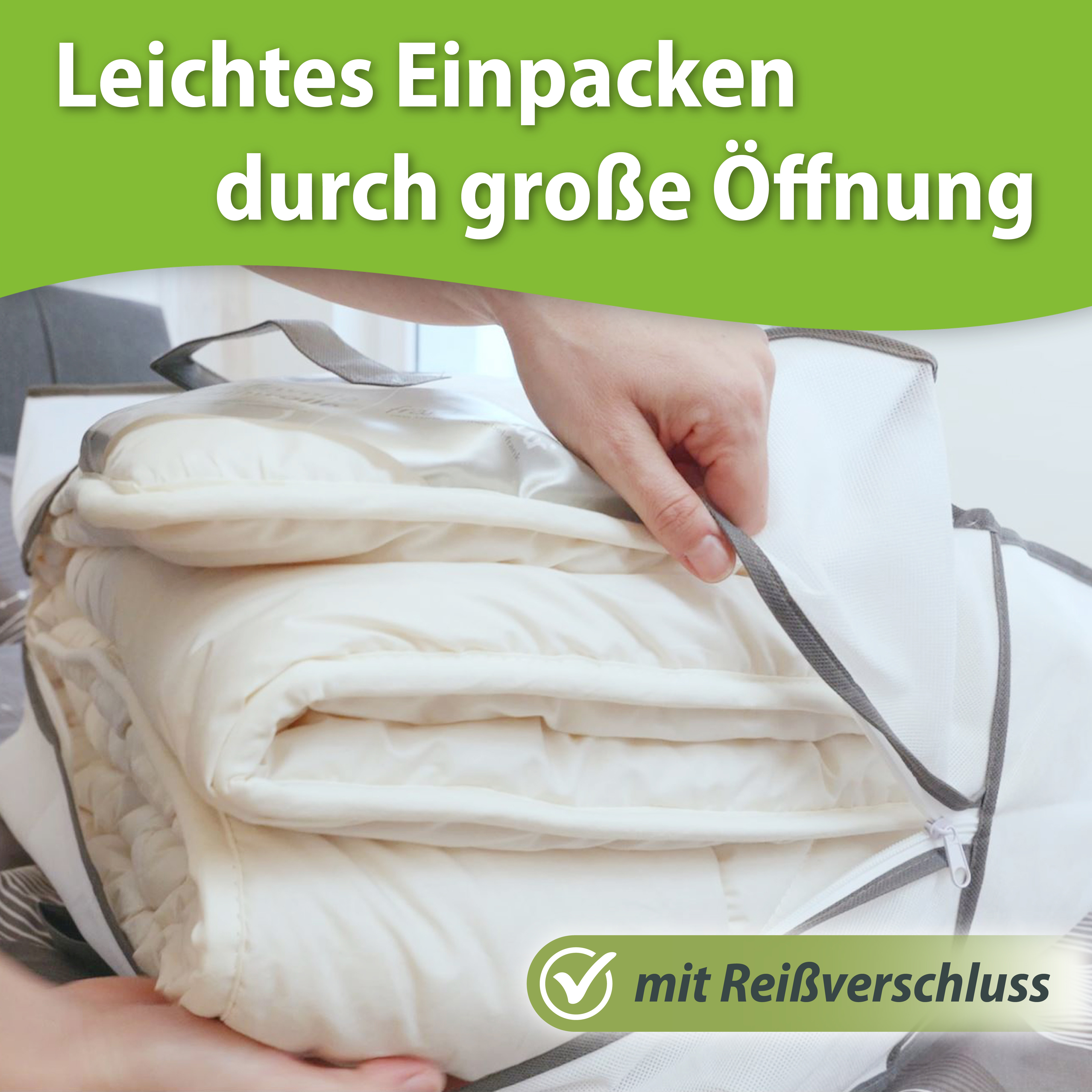 Aufbewahrungstasche 2 Stück Tragetasche für Bettdecken, Kopfkissen und Kissen