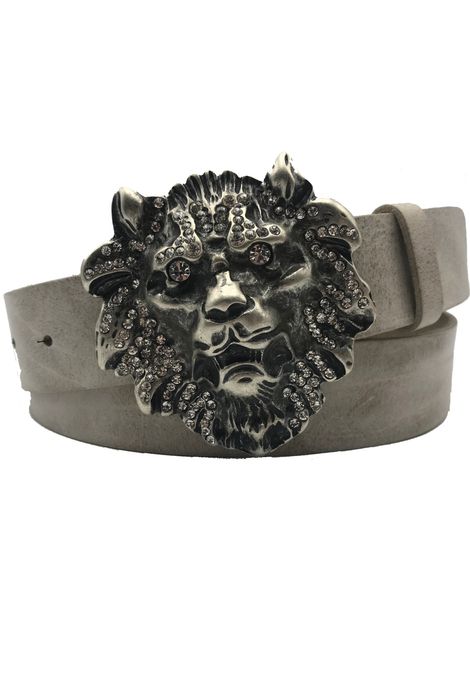 Gürtel mit Löwenkopf LION - Gürtelschnalle mit Löwe und Edelsteinen