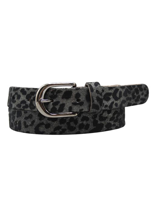 Leoparden Gürtel Damen | SILVER LEO - Silber-Metallic-Gürtel mit Leoparden-Print
