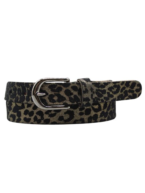 Leoparden Gürtel Damen | ORO LEO - Metallic-Gürtel mit Leoparden-Print