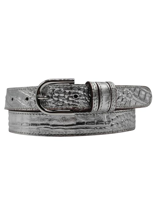 Kroko Gürtel |Croc - Silbergürtel im Kroko-Stil