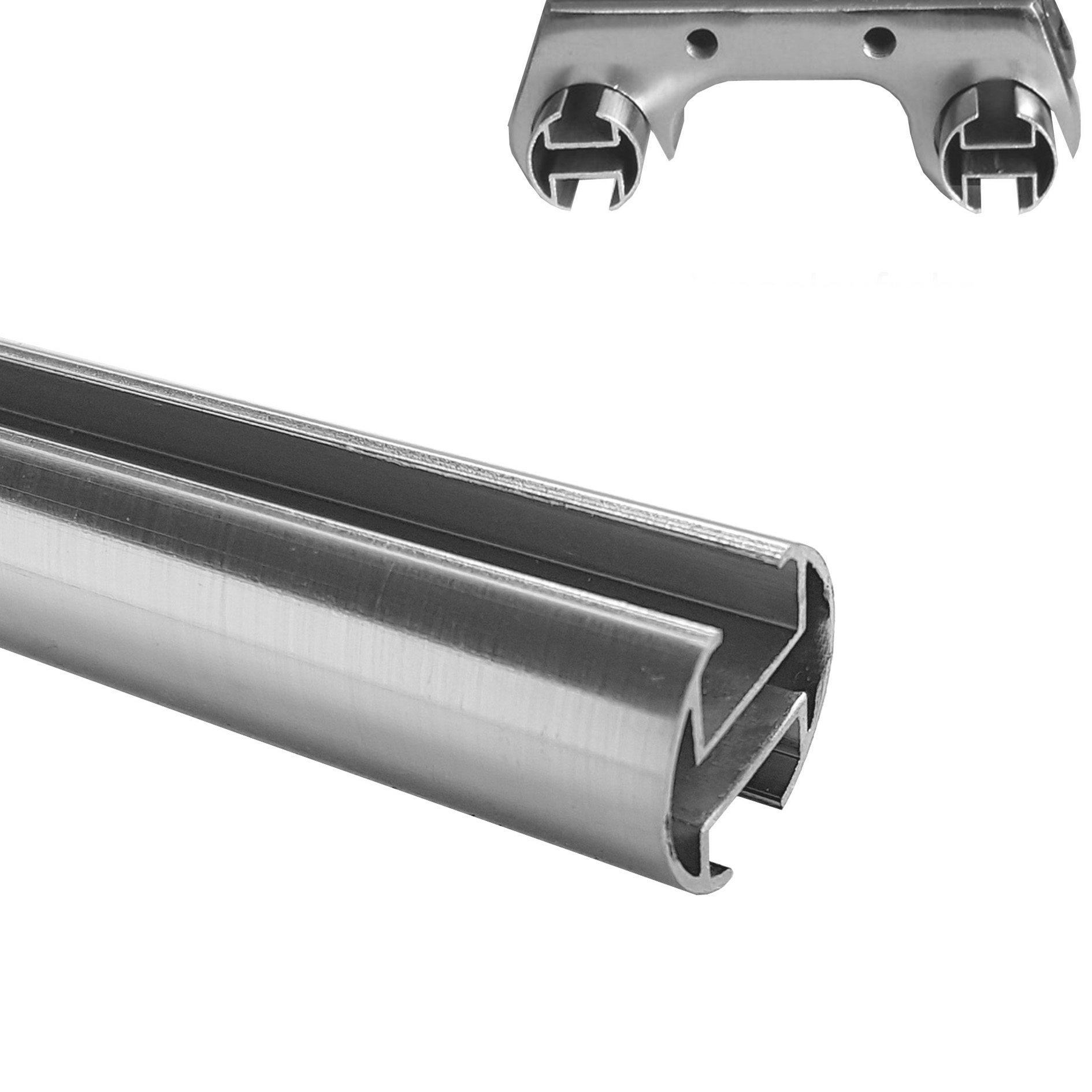 Innenlauf Edelstahl Look Gardinenschiene Gardinenstange 20mm Deckenträger 2-läufig Knauf D60 E86E30 II