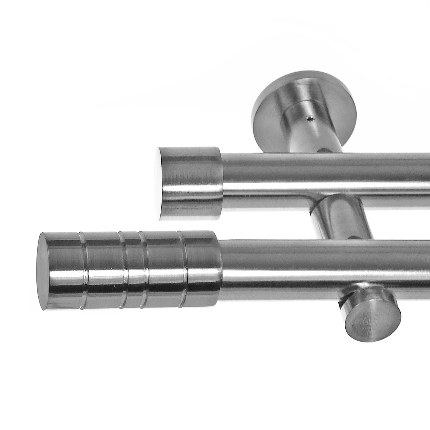 Edelstahl Look Gardinenstange Ø 20mm Wandträger 2-läufig zweiläufig Wandbefestigung Zylinder H41 E34E30 RR