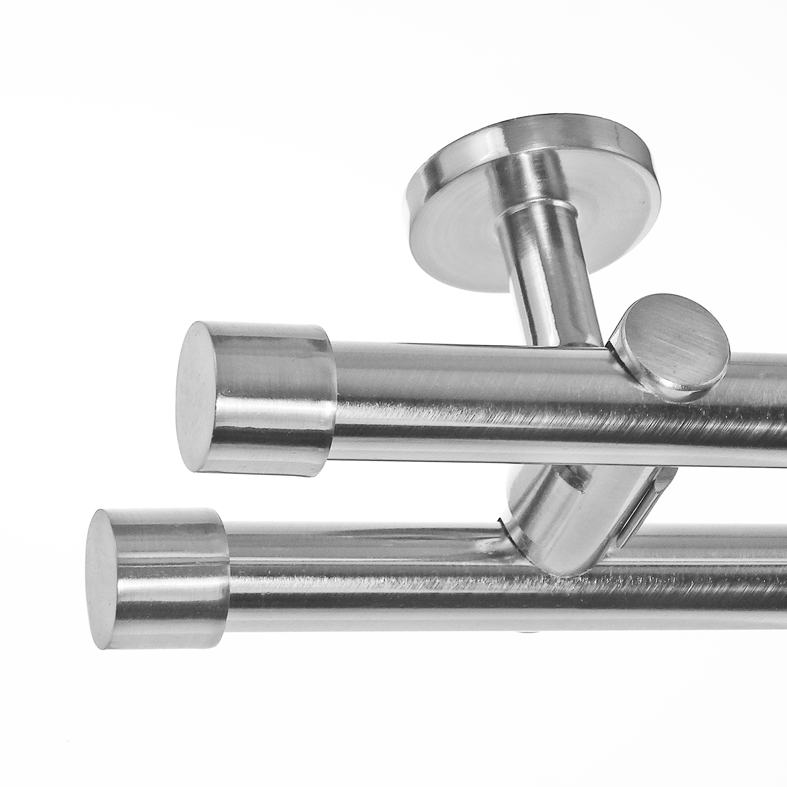 Edelstahl Look Gardinenstange Ø 20mm Deckenträger 2-läufig zweiläufig Deckenbefestigung Kappe D41 E30E30 RR