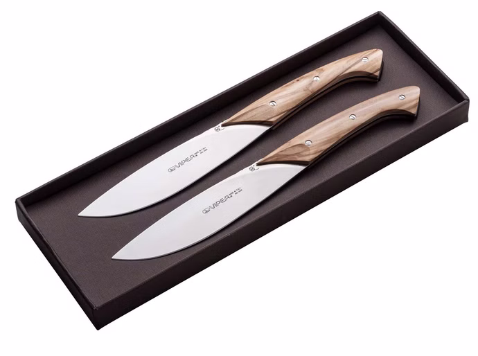 viper-fiorentina-olive-2er-set-steakmesser.jpg Viper Fiorentina Olive 2er Set Steakmesser – 440A Vorderseite