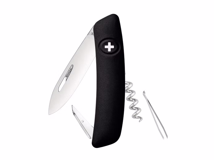 swiza-schweizer-messer-d01-stahl-440-klingensperre-schwarze-anti-rutsch-schalen.jpg SWIZA Schweizer Messer D01 Stahl 440 Klingensperre schwarze Anti-Rutsch-Schalen 6 Funktionen Vorderseite