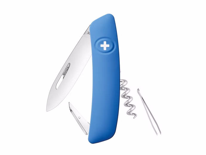 swiza-schweizer-messer-d01-stahl-440-klingensperre-blau-anti-rutsch.jpg SWIZA Schweizer Messer D01 Stahl 440 Klingensperre blau Anti-Rutsch-Griffschalen 6 Funktionen Vorderseite