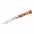Opinel Taschenmesser No. 8  Stahl Sandvik 12C27  rostfrei  GRAVURE SKI  Buchenholzgriff  Virobloc Vorderseite