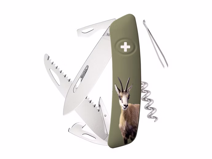 swiza-schweizer-messer-d05-sicherheitsarretierung-12-funktionen-gamsmotiv.jpg SWIZA Schweizer Messer D05 Sicherheitsarretierung 12 Funktionen Gamsmotiv Vorderseite