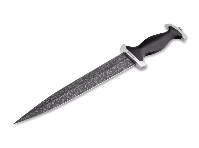 boeker-manufaktur-solingen-schweizer-dolch-mosaikdamast.jpg Böker Manufaktur Solingen Schweizer Dolch Mosaikdamast – Damast Ebenholz-Griff Schwarz Vorderseite