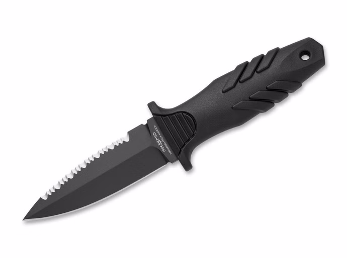 fox-knives-elementum-dagger-all-black.jpg Fox Knives Elementum Dagger All Black – N690 TPE-Griff Schwarz Vorderseite