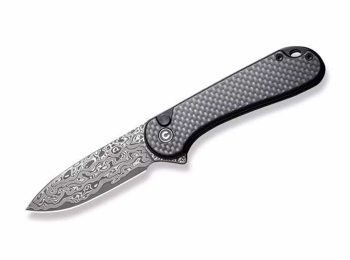 we-knife-civivi-button-lock-elementum-ii-cf-damascus.jpg CIVIVI Button Lock Elementum II CF Damascus – Damast G10-Griff Vorderseite