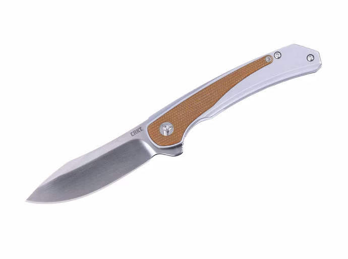 crkt-padawan-frame-lock-micarta-natural.jpg CRKT Padawan Frame Lock Micarta Natural – 14C28N Edelstahl-Griff Braun Vorderseite