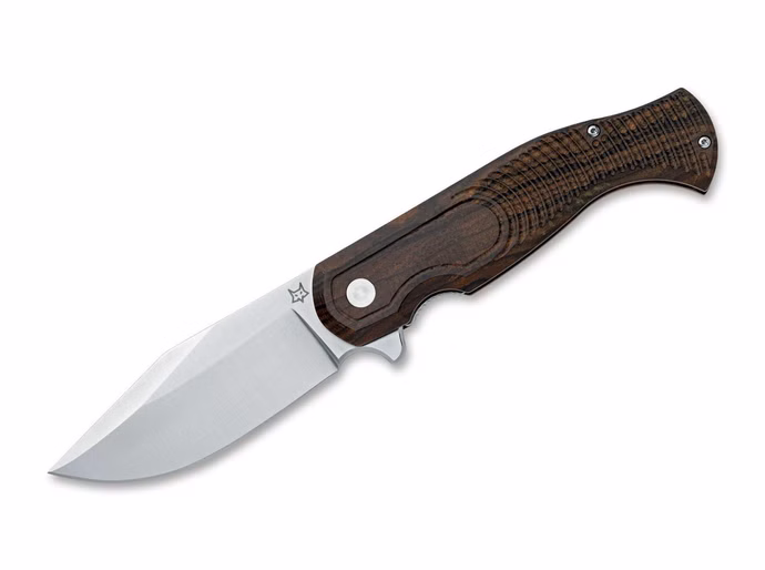 fox-knives-east-wood-tiger-ziricote.jpg Fox Knives East Wood Tiger Ziricote – Edelstahl Zirikoteholz-Griff Braun Vorderseite