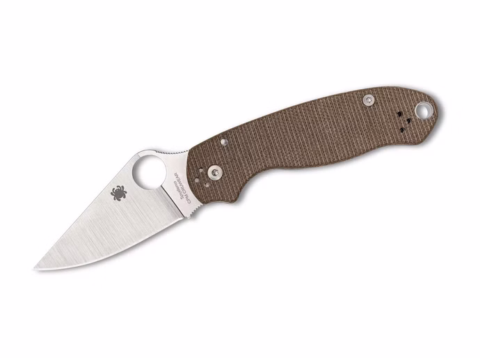 spyderco-para-3-brown-canvas-micarta-cpm-cru-wear-plainedge.jpg Spyderco Para 3 Brown Canvas Micarta CPM Cru-Wear PlainEdge – CPM-CruWear Micarta-Griff Braun Vorderseite
