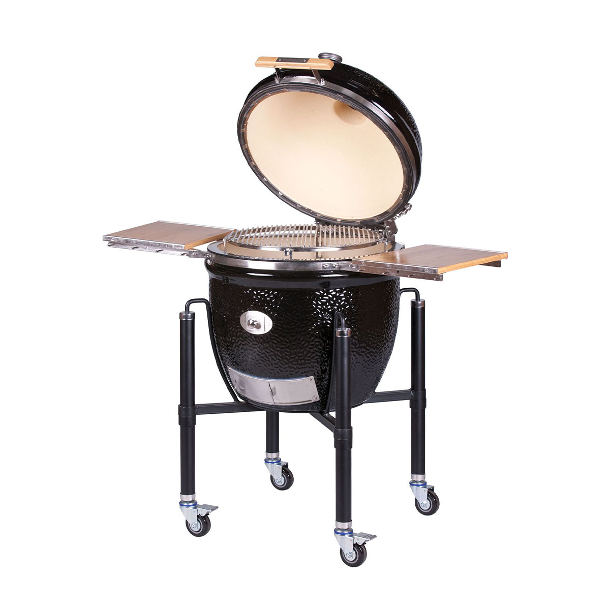 Keramikgrill LeCHEF bbq Guru Edition PRO-Serie 20 Black ø 52 cm mit Gestell Seitentische