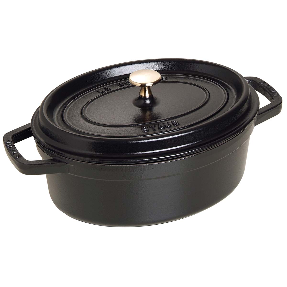 STAUB Cocotte, Gusseisen Bräter mit Deckel, 27 cm, 3,2 L, Oval, Alle Herdarten inkl Induktion, Made in France, Schwarz