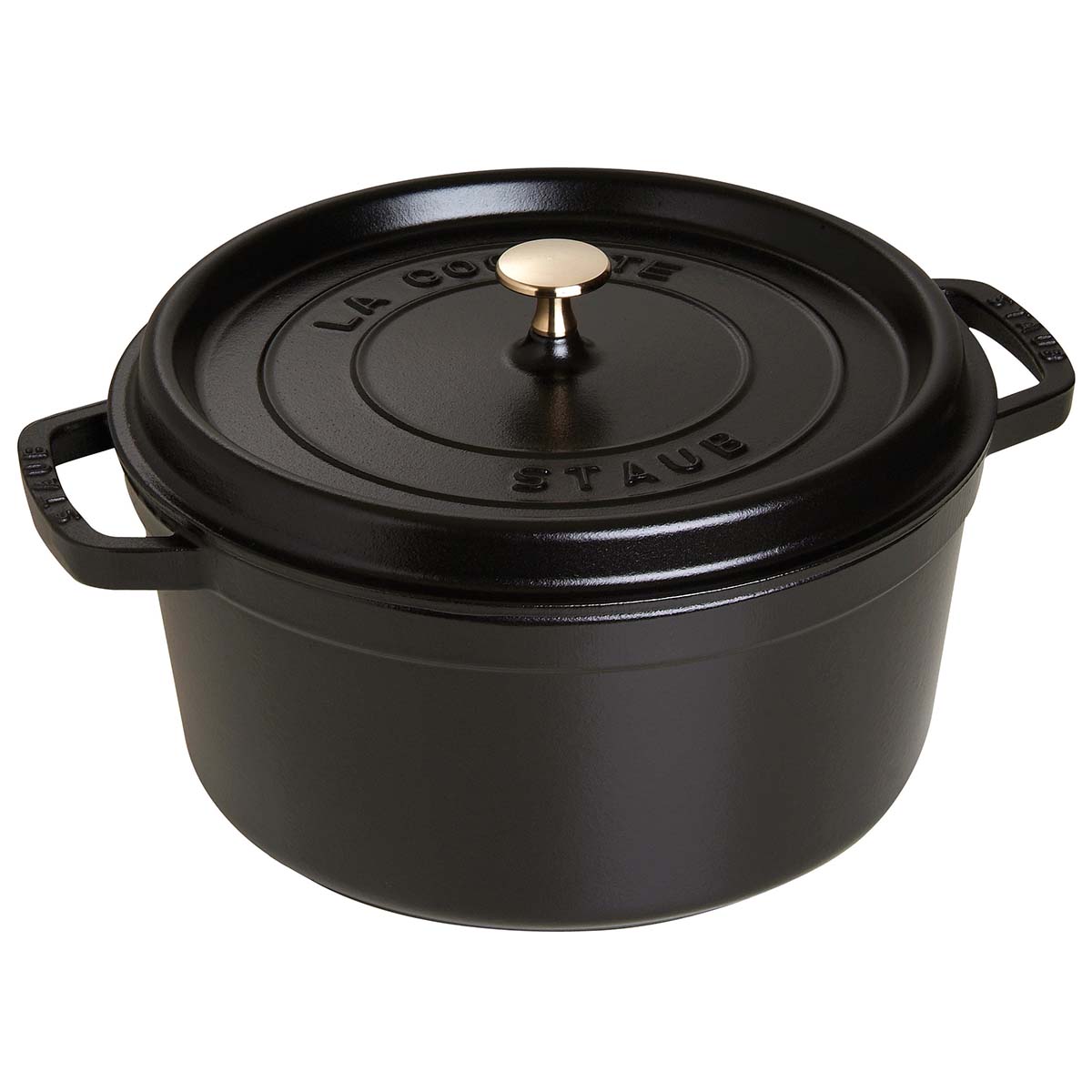 STAUB Cocotte, Gusseisen Bräter mit Deckel, Rund, 28 cm, 6,7 L, Alle Herdarten inkl Induktion, Made in France, Schwarz