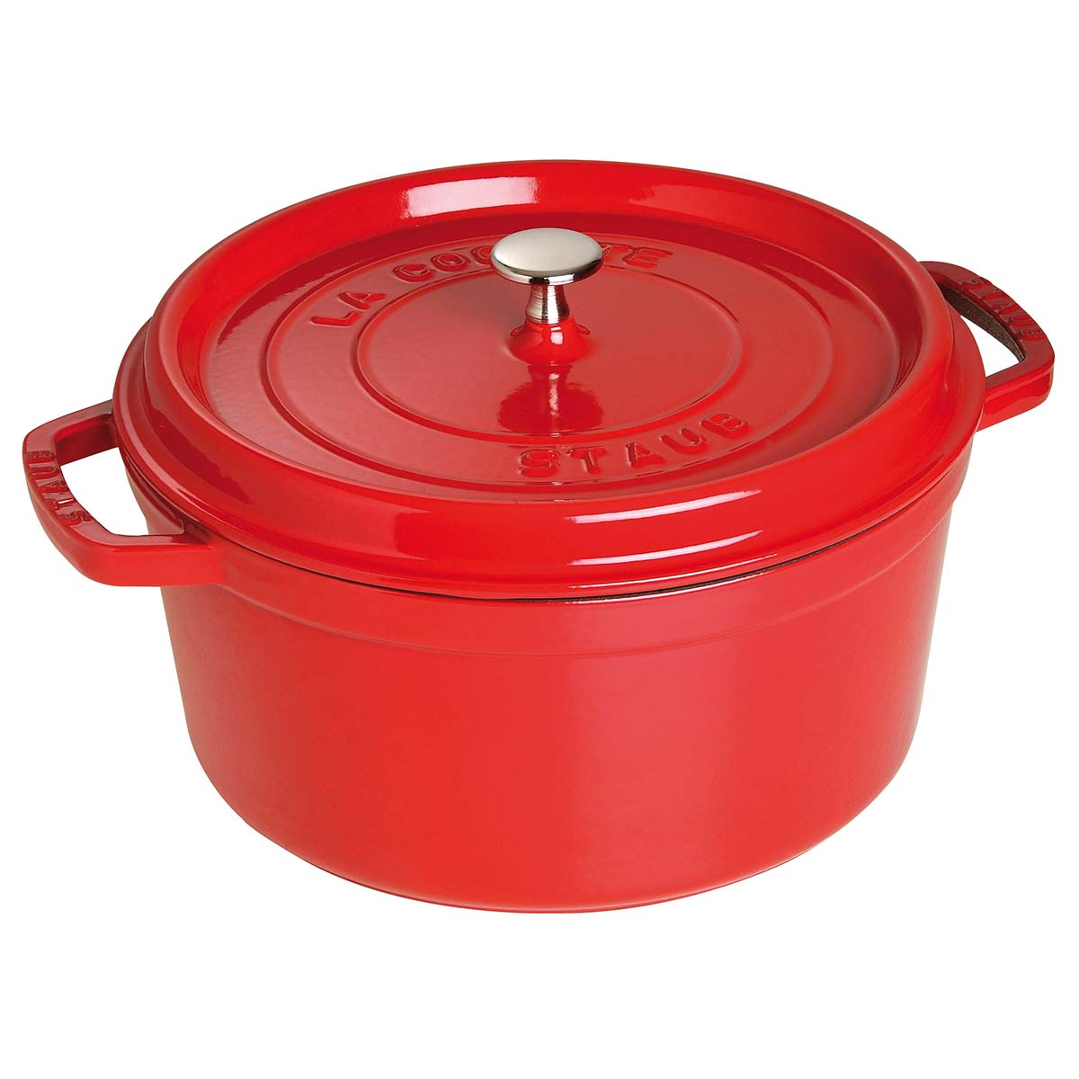 STAUB Cocotte, Gusseisen Bräter mit Deckel, 28 cm, 6,7 L, Rund, Alle Herdarten inkl Induktion, Made in France, Kirsch-Rot