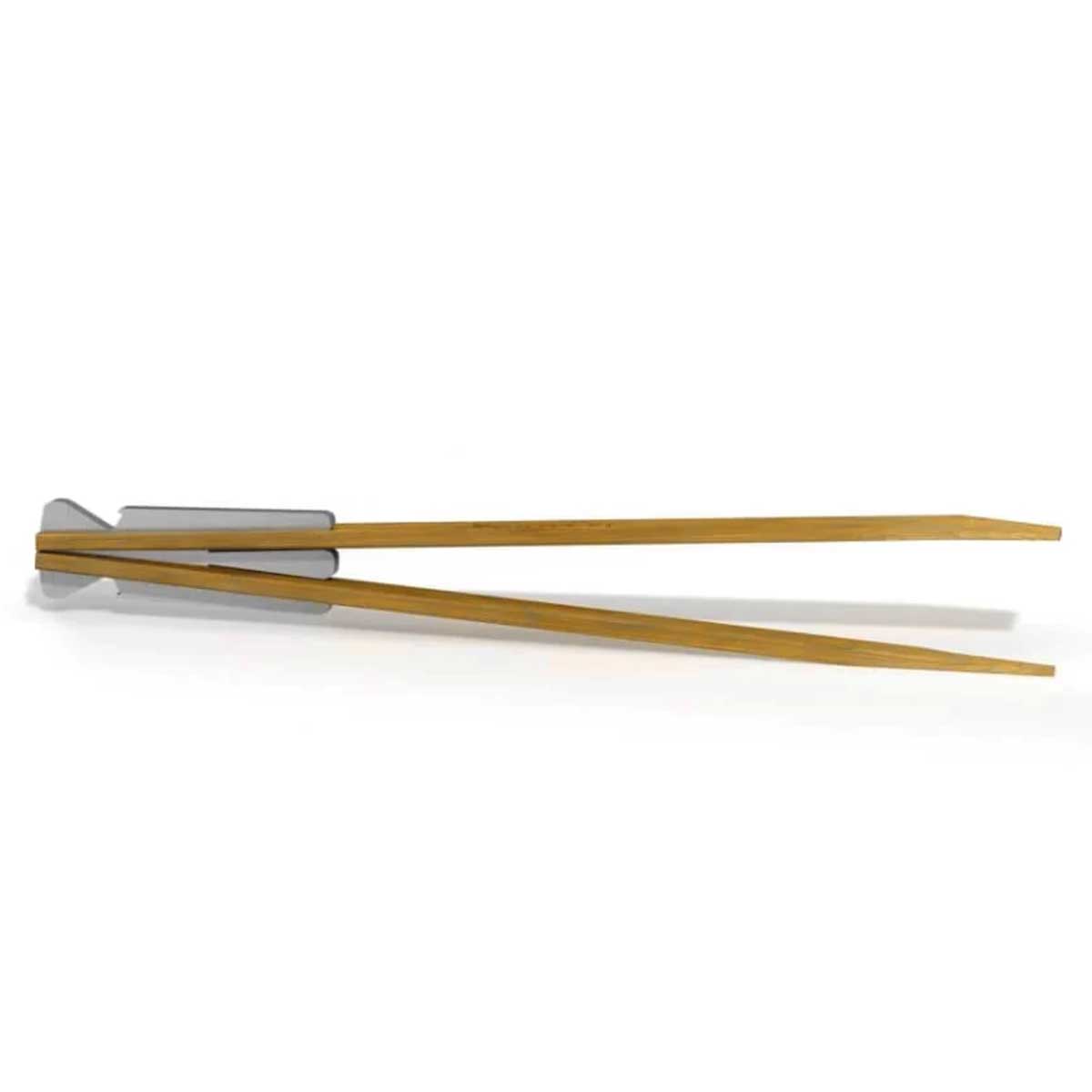 Tongs aus Aluminium und Bambusholz Grillzange Flaschenöffner - braun - Skotti