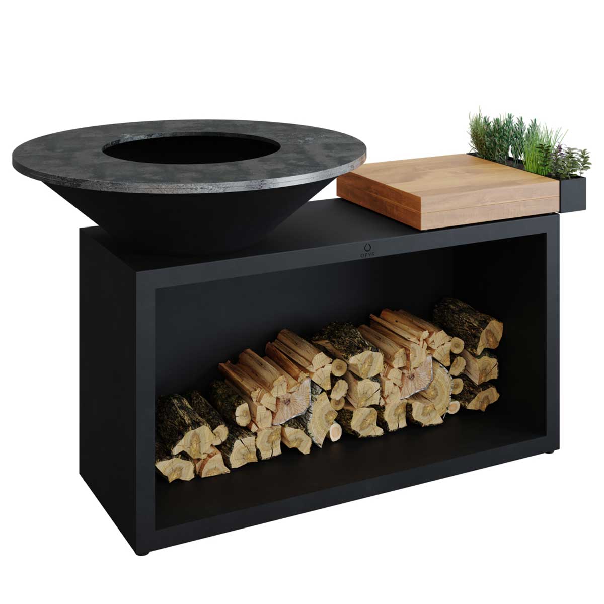 OFYR Feuerplatte 100 | Black Island+ | Teakholz