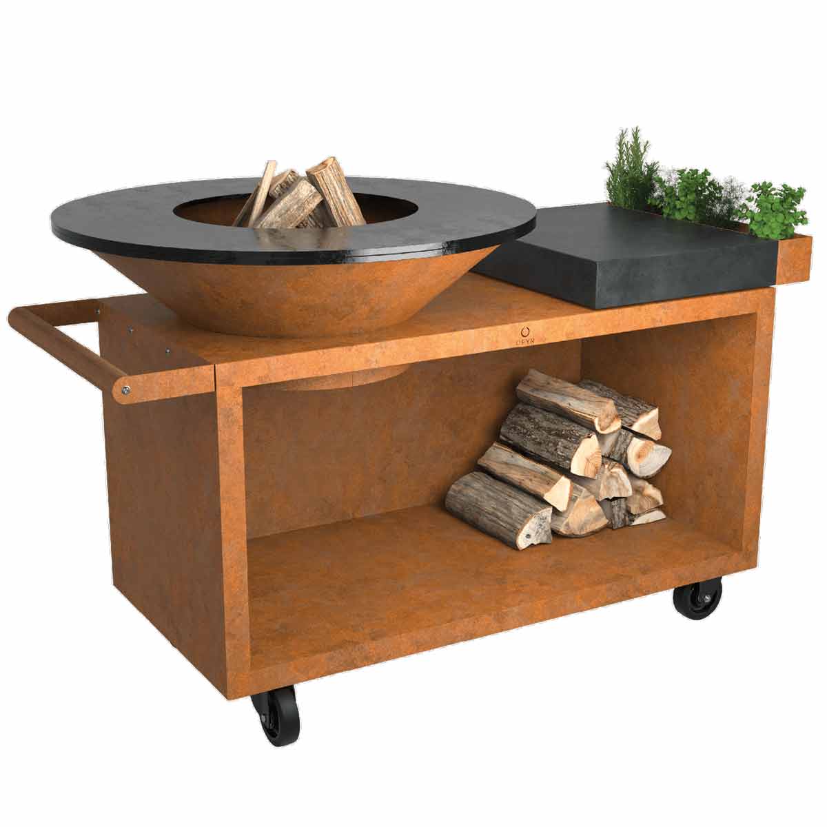 OFYR Feuerplatte 100 | Island+ PRO | Corten | Keramik Dunkelgrau