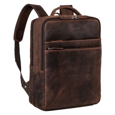 "Brooklyn" Großer Laptop Rucksack Echtleder mit 15.6 Zoll Laptopfach Rucksack Leder Vintage Retro