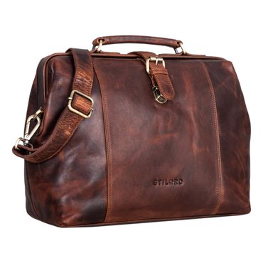 STILORD "Johannes" Vintage Arzttasche Leder Leder Beuteltasche cognac braun