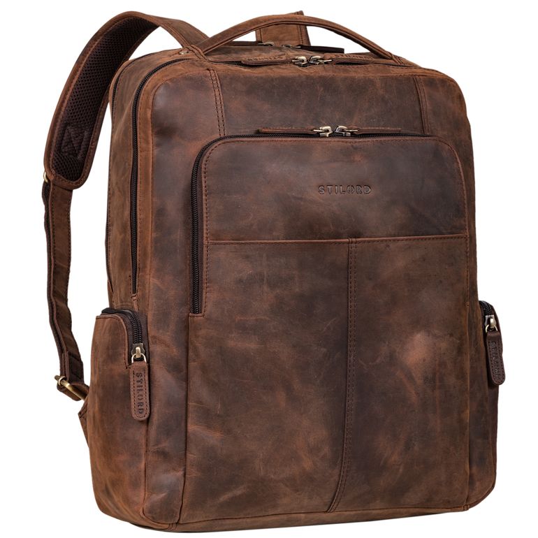"Sigrid" Zeitloser Leder Rucksack mit Laptopfach 17 Zoll
