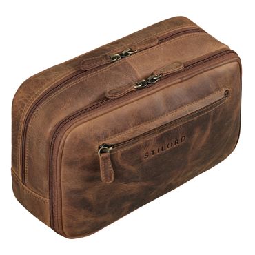 "Voyager" Vintage Kulturtasche Leder Herren Damen Groß Kulturtasche Damen Leder braun