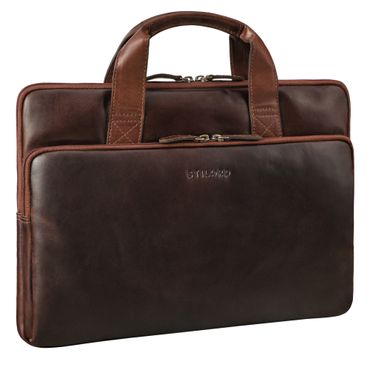 "Beau" Vintage Laptoptasche 15 - 16 Zoll echtes Leder Frauen Männer Laptophülle 15,6 Zoll Leder braun