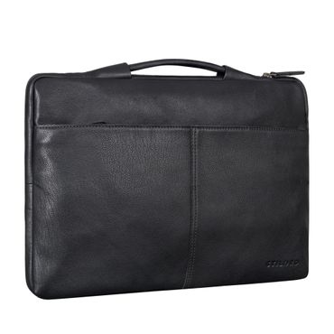 "Kit" Laptop Tasche 15.6 Zoll Leder Herren Laptophülle Laptoptasche Groß schwarz Herren Echtleder Tasche