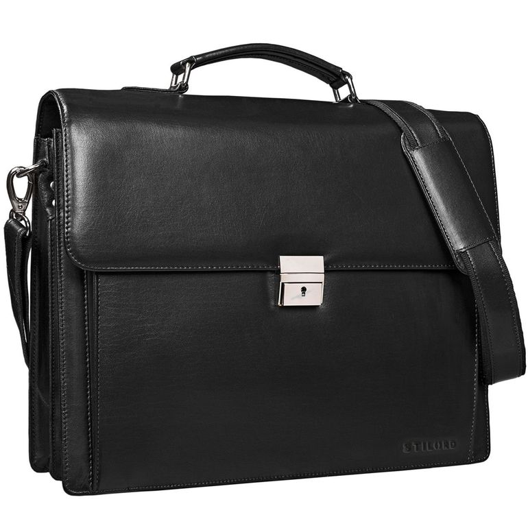 Klassische Schwarze Aktentasche aus Leder Klassische Schwarze Aktentasche aus Leder