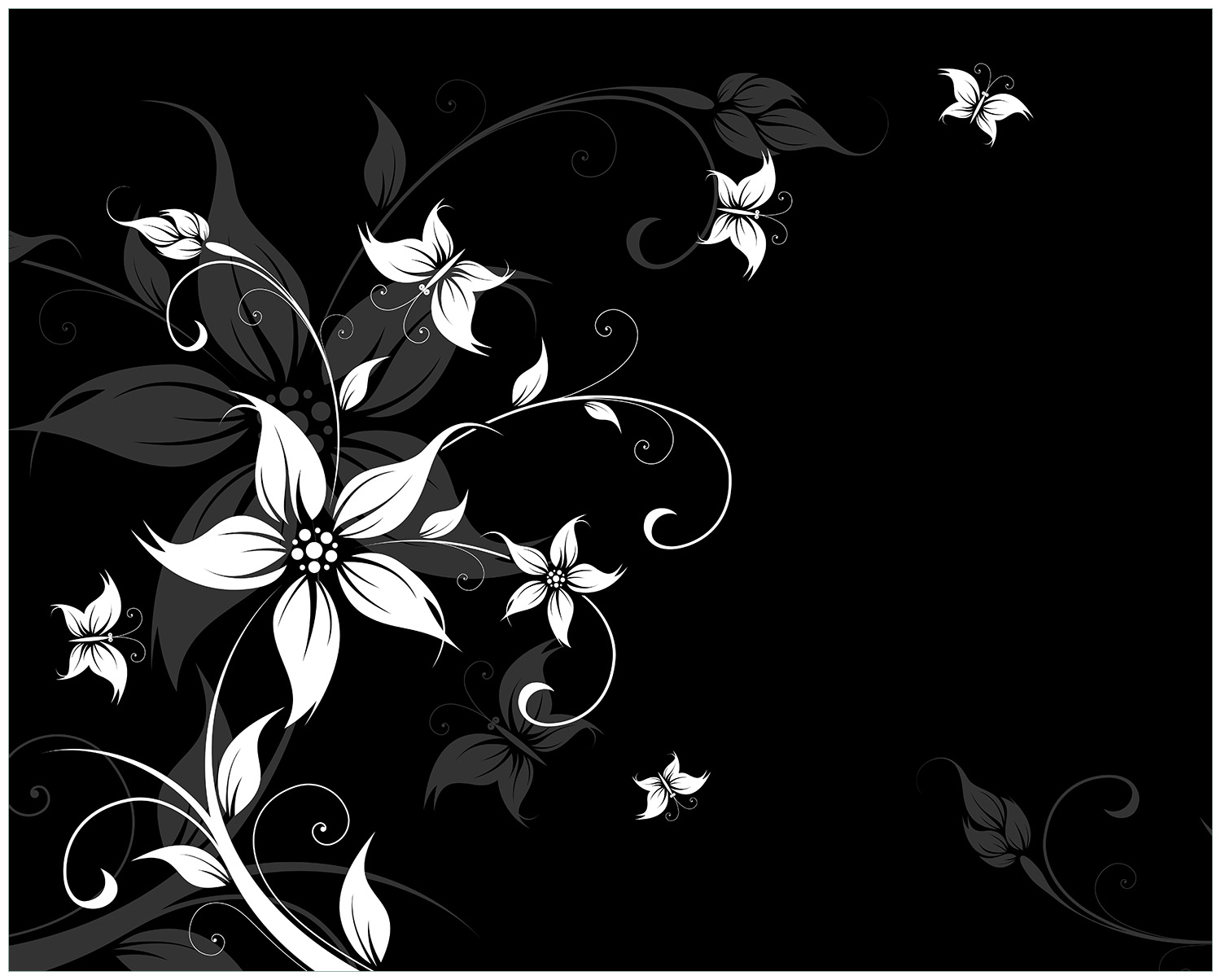 Poster Blumenranke in Schwarz-Weiß