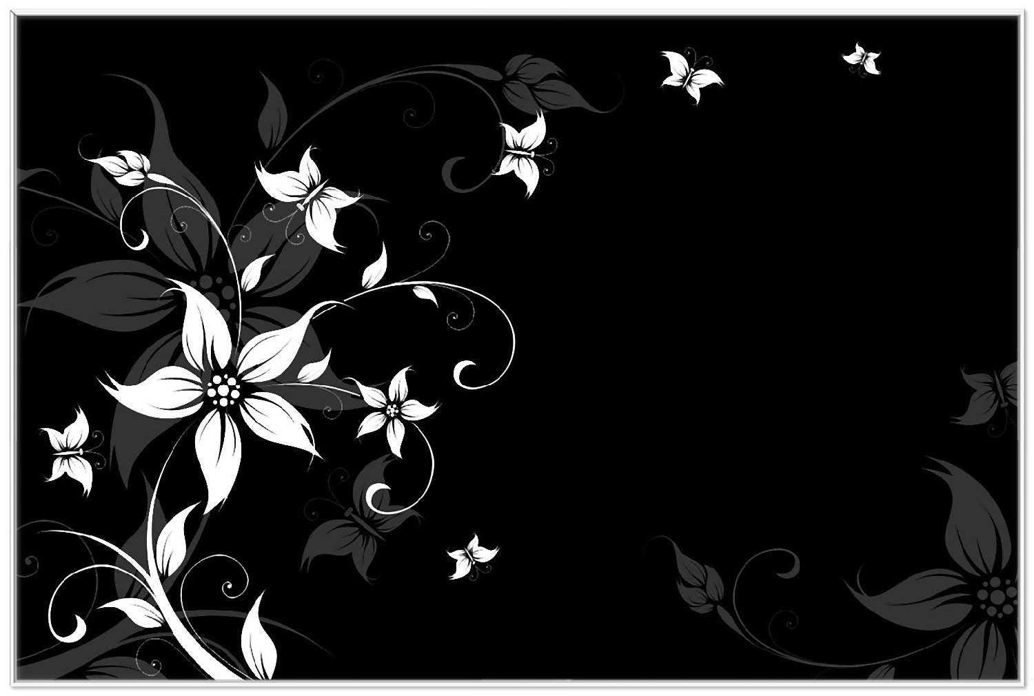 Poster Blumenranke in Schwarz-Weiß