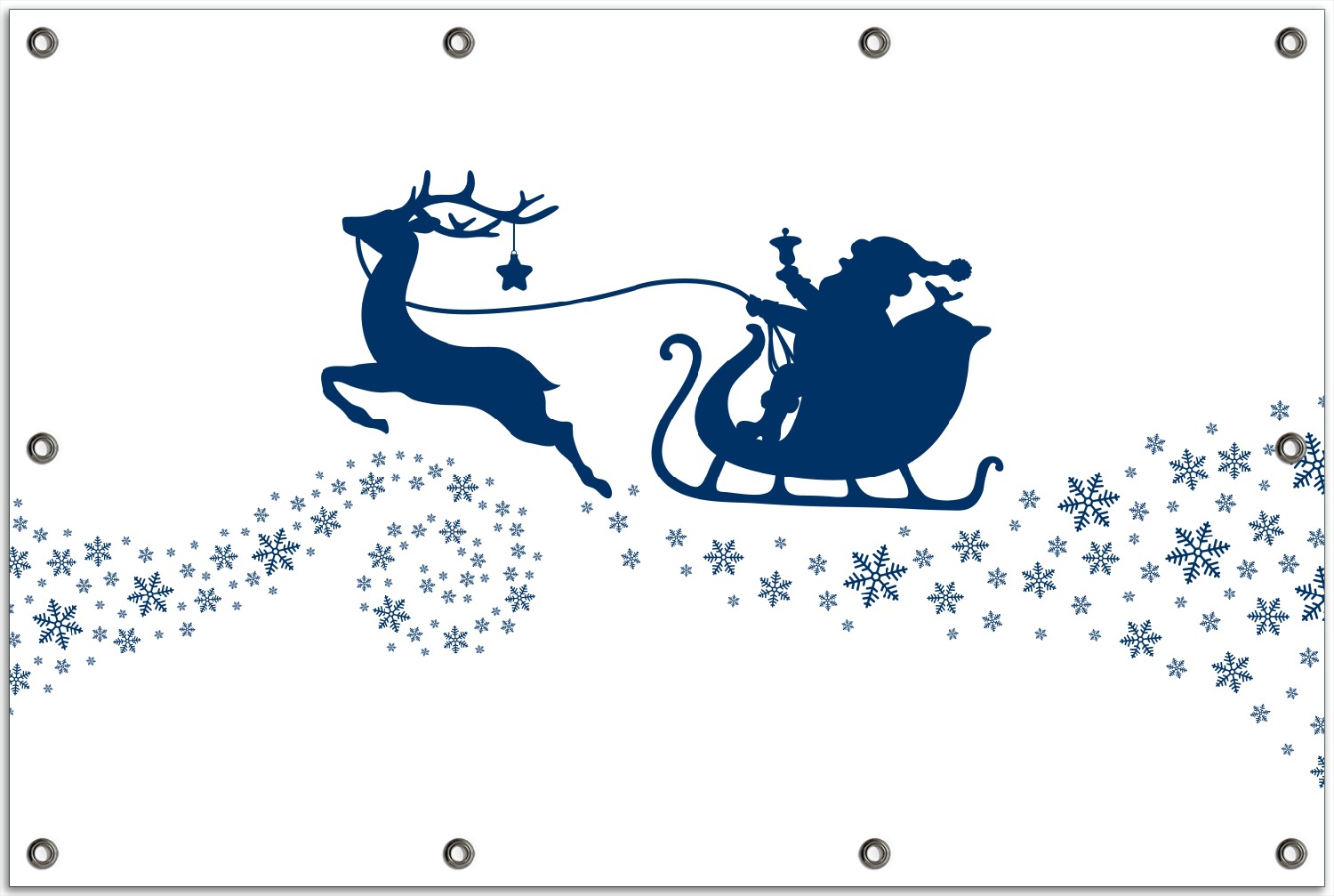 Gartenposter Weihnachtsmann auf seinem Schlitten mit Rentier