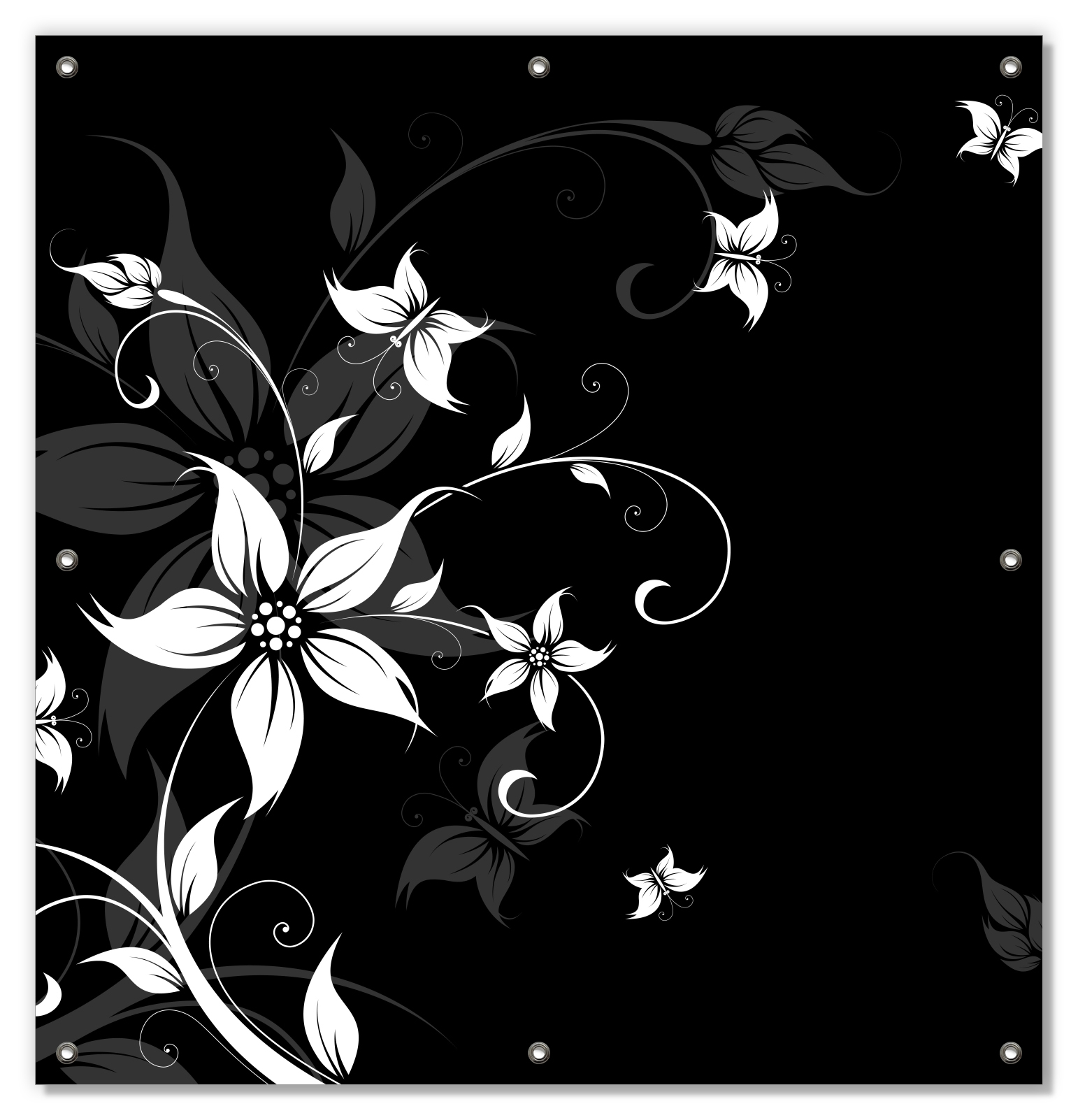 Lichtschutzbild Blumenranke in Schwarz-Weiß