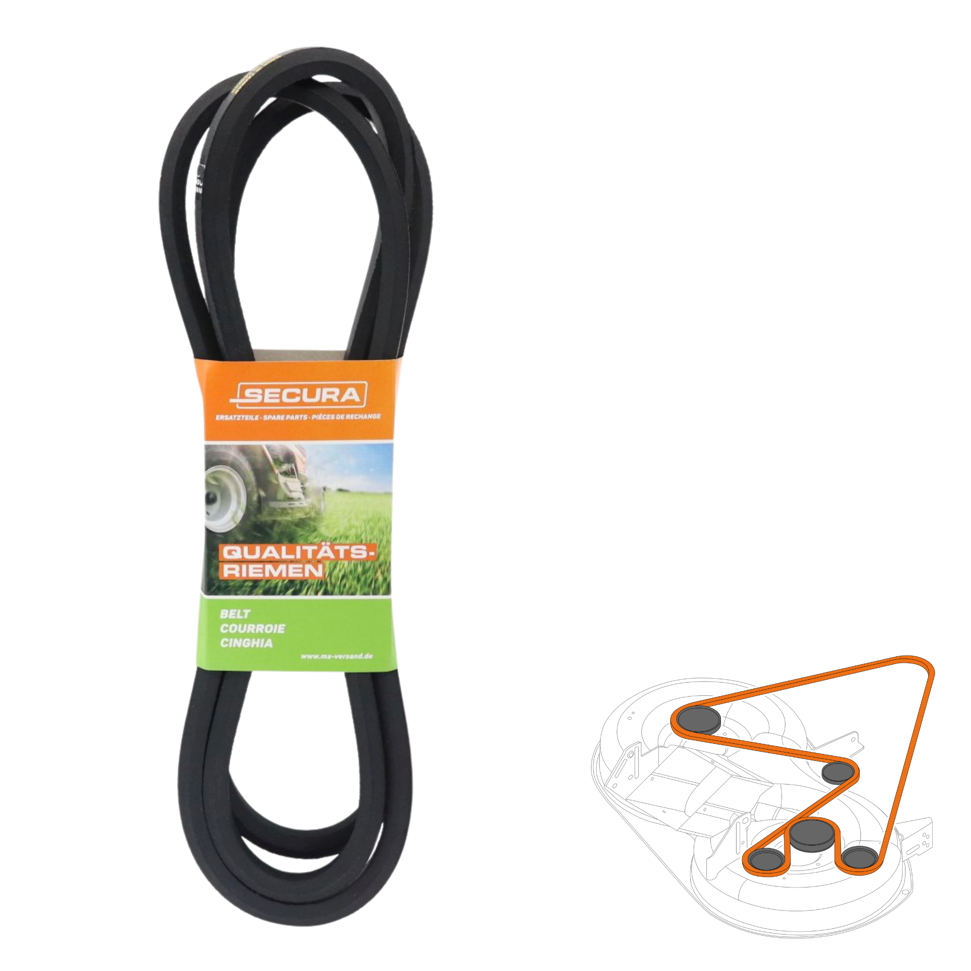 SECURA Keilriemen Fahrantrieb – Kompatibel Mit Husqvarna TF 325 Motorhacke, 1041 Mm (41"), 12,7 X 8 Mm, Typ 4L