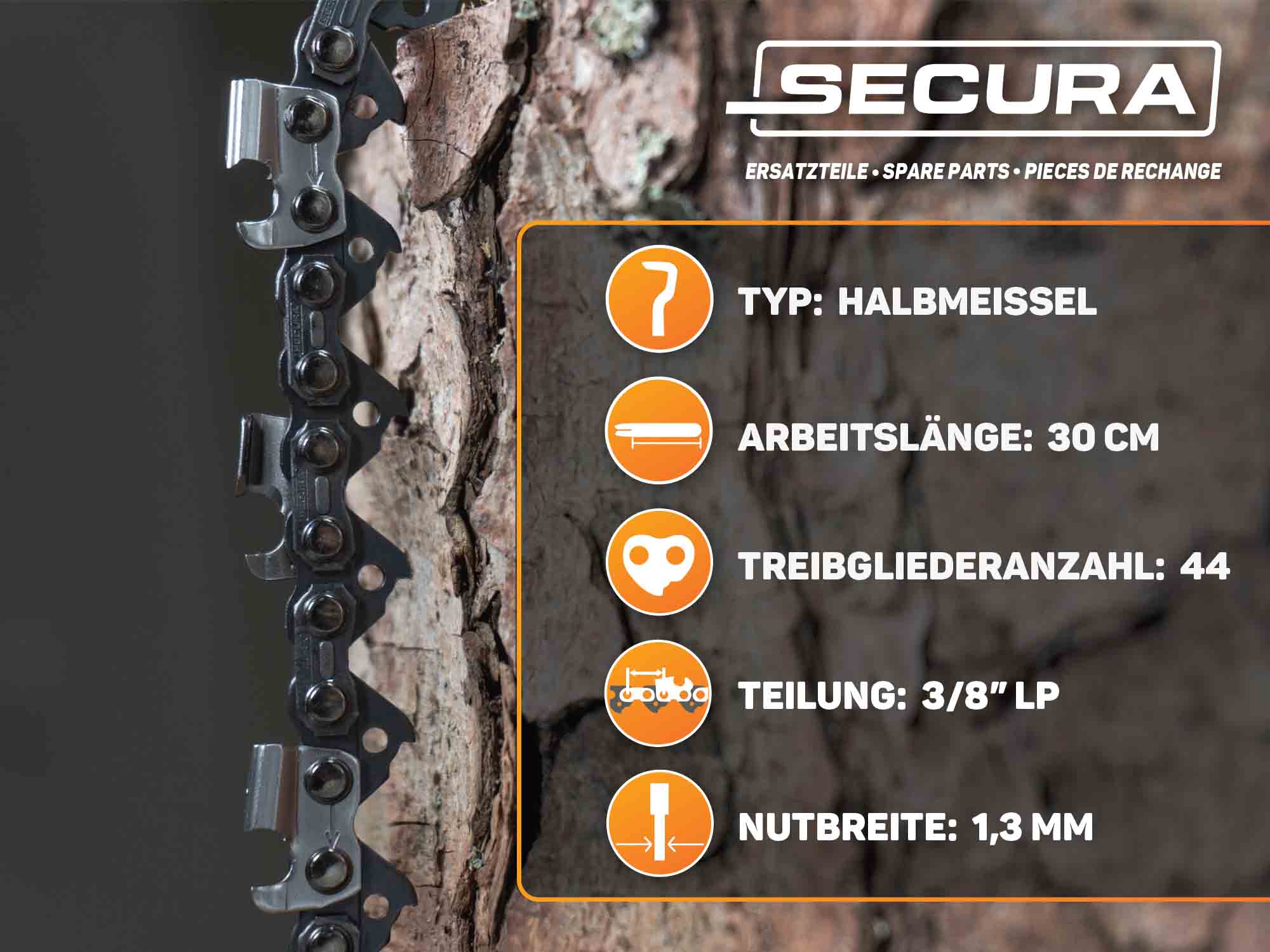 4er-Pack Sägeketten Für Stihl 017 / MS 170 – 30 Cm, 3/8" LP, 44 TG, 1,3 Mm, Halbmeißel, Von Hobbypower24