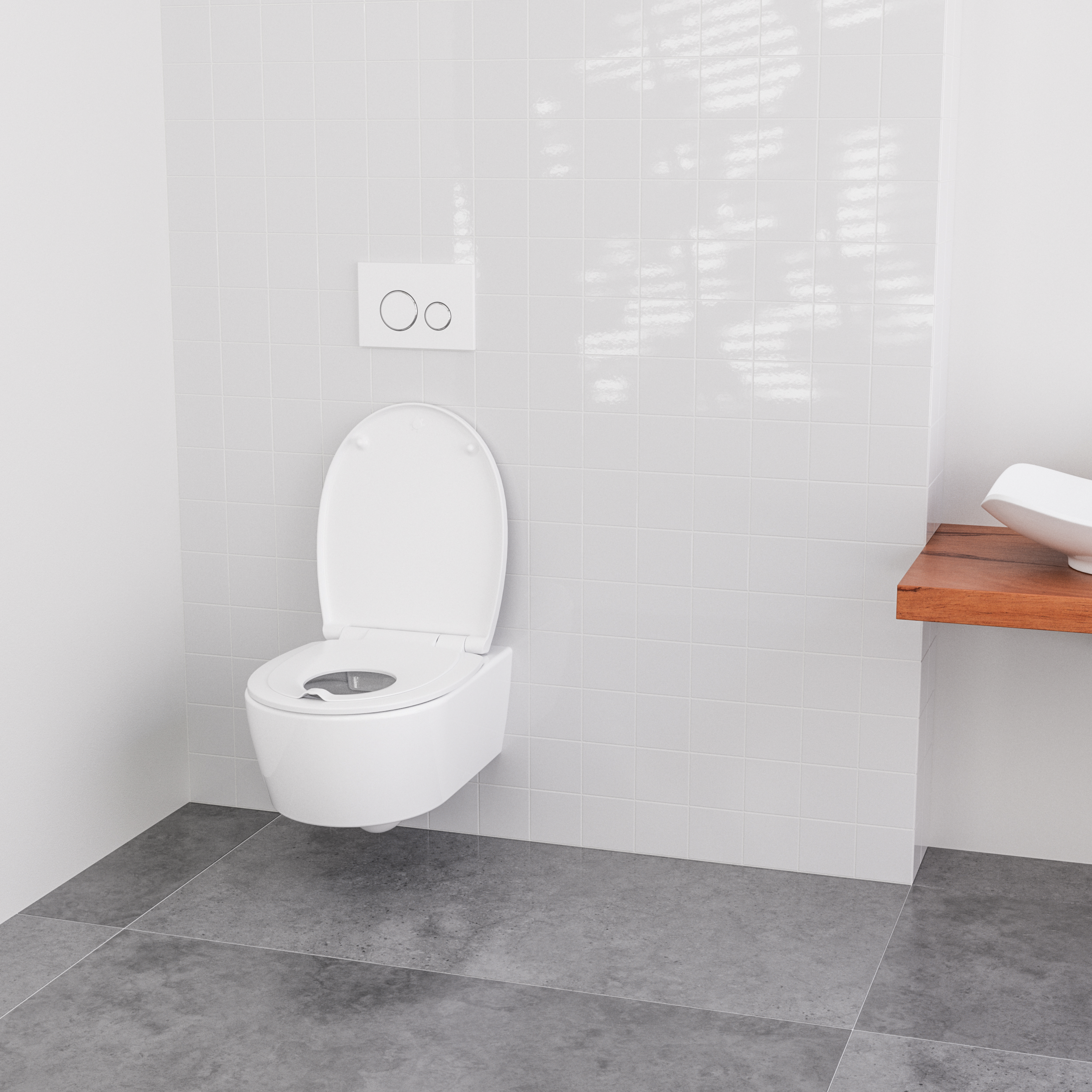 WC-Sitz Mit Kindersitz & Absenkautomatik – Familien-Toilettensitz O-Form, Weiß, Kunststoff Familien Toilettensitz Weiß Kunststoff