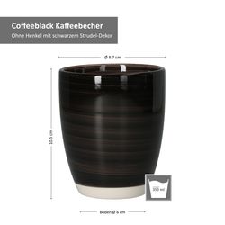 06-24326250-HIT-Coffeeblack-Kaffeebecher-ohne-Henkel-Bemassung.jpg 6er Set Coffeeblack Kaffeebecher schwarz OHNE Henkel - 24326250_Bild_7