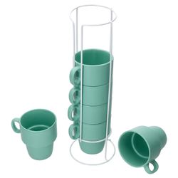 02-11801-Arte-Regal-Vessia-Stata-Kaffeebecher-mit-Staender-mint-6er-Set-01.jpg 6er Set Kaffeebecher mit Ständer Stata Vessia Mint Porzellan - 11801 _Bild_2