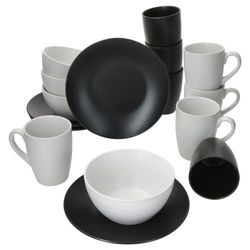01-HIT-Nero-Bianco-16tlg-Fruehstuecksset.jpg 2x Becher m. H. weiß & 4x Schale gemischt_Bild_1
