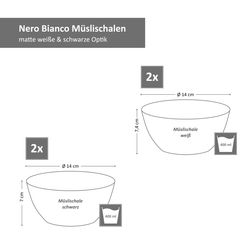 05-24304346-24304278-HIT-Nero-Bianco-Mueslischalen-gemischt-Bemassung.jpg 4er Set Müslischalen Nero Bianco 400 ml weiß & schwarz_Bild_5