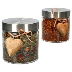 01-17870-2018333-Kela-Bera-Vorratsdose-800ml-2er-Set-mit-Percha-Herz-Tee-01.jpg 8l + 2x Percha Holz-Herz & 2x Deko-Bändchen_Bild_1